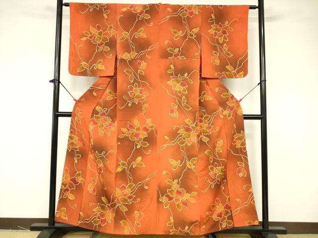 平和屋着物■上質な小紋 蔦の葉花文 暈し染め 正絹 逸品 DABB3746cm