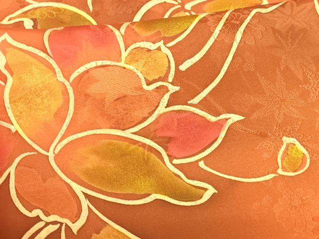 平和屋着物■上質な小紋 蔦の葉花文 暈し染め 正絹 逸品 DABB3746cm