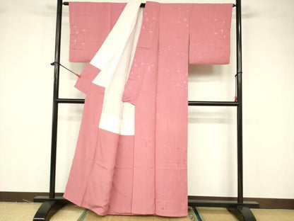 平和屋着物■上質な色無地 抽象地紋 桃色 正絹 逸品 DABB3747cm
