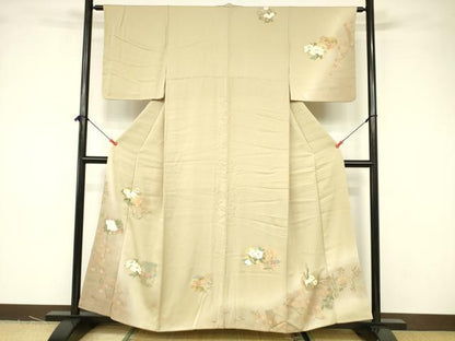 平和屋着物■訪問着 流水草花文 暈し染め 金彩 正絹 逸品 DABB3749cm