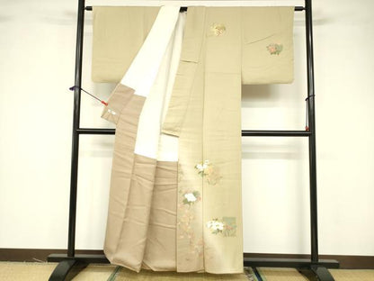 平和屋着物■訪問着 流水草花文 暈し染め 金彩 正絹 逸品 DABB3749cm