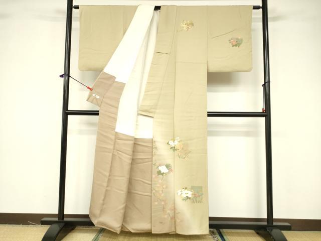 平和屋着物■訪問着 流水草花文 暈し染め 金彩 正絹 逸品 DABB3749cm