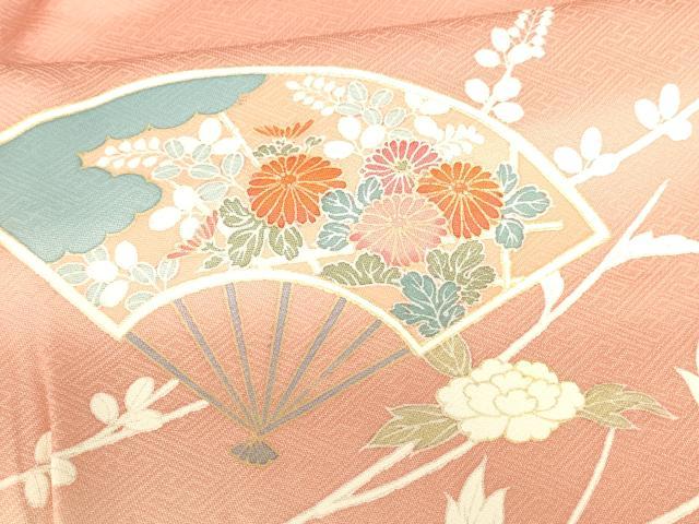 平和屋着物■訪問着 扇面御所車花文 暈し染め 金彩 正絹 逸品 DABB3753cm