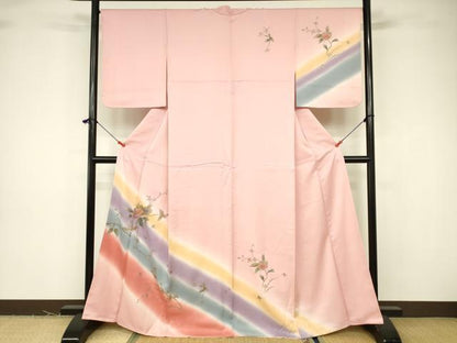 平和屋着物■訪問着 枝花文 暈し染め 金銀彩 正絹 逸品 DABB3758cm