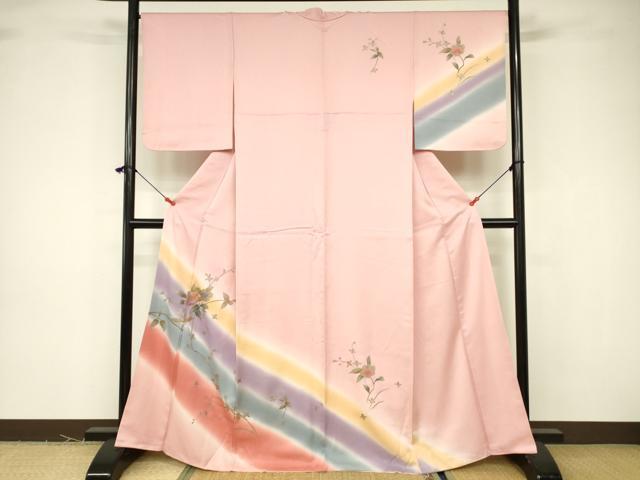 平和屋着物■訪問着 枝花文 暈し染め 金銀彩 正絹 逸品 DABB3758cm