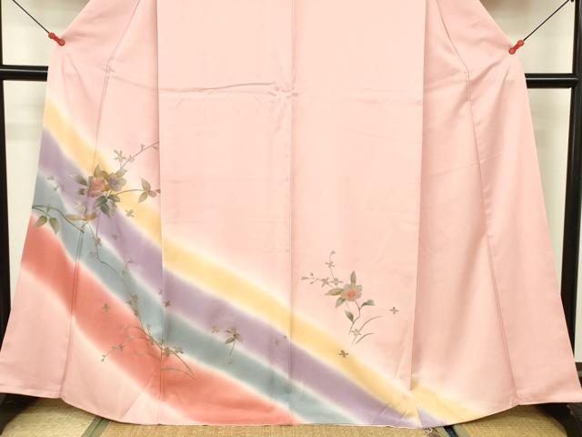 平和屋着物■訪問着 枝花文 暈し染め 金銀彩 正絹 逸品 DABB3758cm