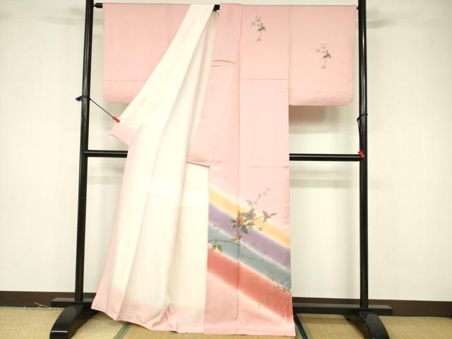 平和屋着物■訪問着 枝花文 暈し染め 金銀彩 正絹 逸品 DABB3758cm