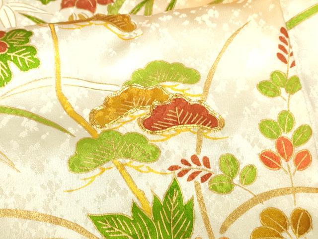 平和屋着物■訪問着 駒刺繍 風景草花文 暈し染め 金彩 正絹 逸品 DABB3766cm