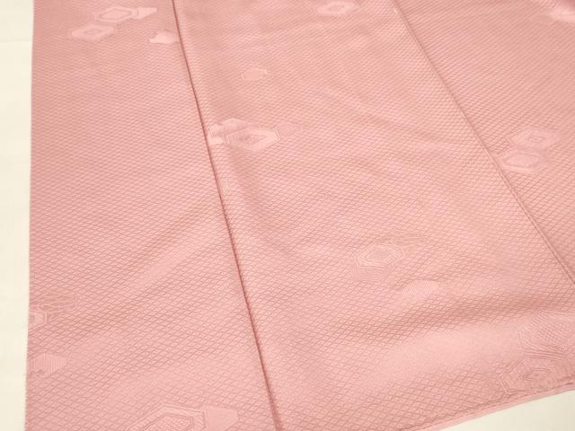 平和屋着物■上質な色無地 吉祥地紋 紅梅色 正絹 逸品 DABB3769cm