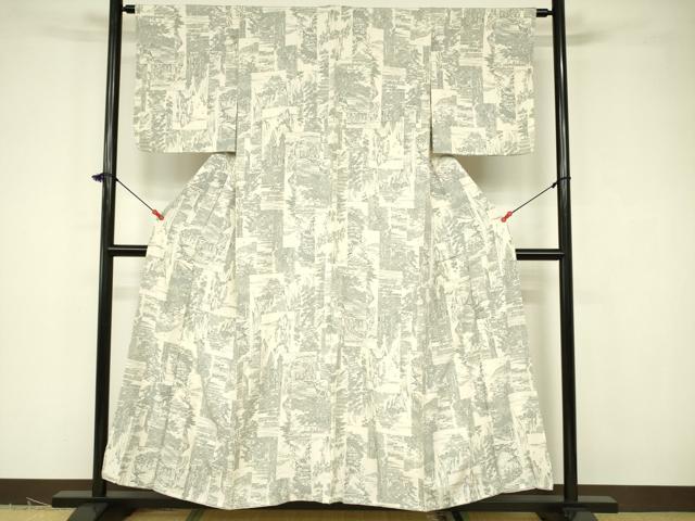 平和屋着物■上質な小紋 風景文 正絹 逸品 DABB3779cm