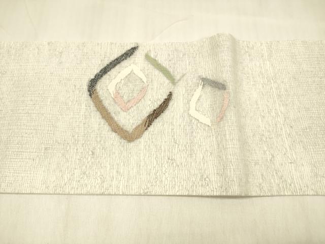 平和屋着物＊夏物 九寸名古屋帯 抽象文様 金糸 正絹 逸品 DABB3783cm