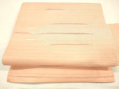 平和屋着物＊夏物 九寸名古屋帯 横段文 銀糸 正絹 逸品 DABB3787cm