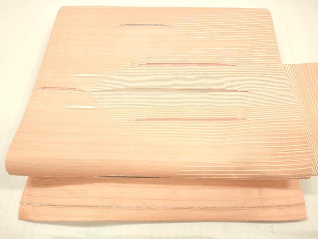 平和屋着物＊夏物 九寸名古屋帯 横段文 銀糸 正絹 逸品 DABB3787cm