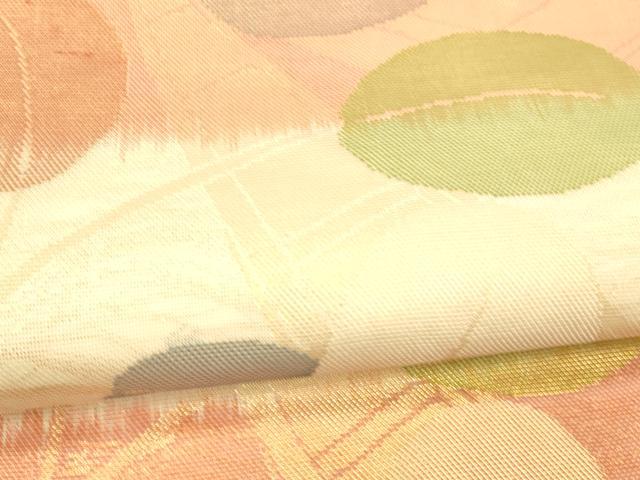 平和屋着物＊夏物 六通柄 本袋帯 枝葉舟文 金糸 正絹 逸品 DABB3789cm