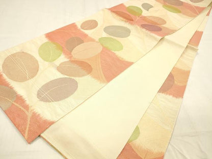 平和屋着物＊夏物 六通柄 本袋帯 枝葉舟文 金糸 正絹 逸品 DABB3789cm