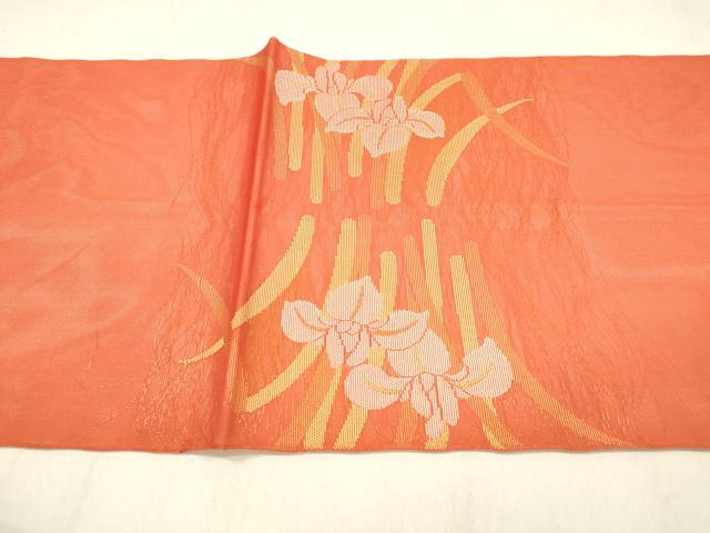 平和屋着物＊夏物 六通柄 本袋帯 杜若 金糸 正絹 逸品 DABB3790cm