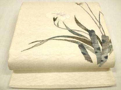 平和屋着物＊夏物 太鼓柄袋帯 蜻蛉草花文 正絹 逸品 DABB3800cm