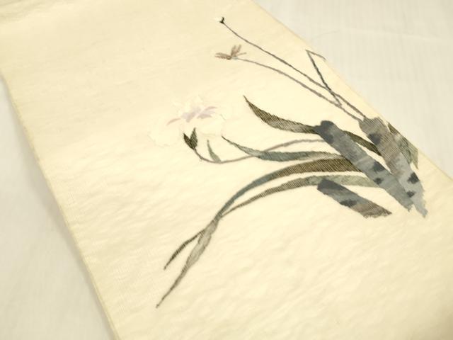平和屋着物＊夏物 太鼓柄袋帯 蜻蛉草花文 正絹 逸品 DABB3800cm