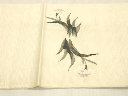 平和屋着物＊夏物 太鼓柄袋帯 蜻蛉草花文 正絹 逸品 DABB3800cm