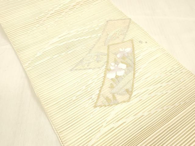 平和屋着物＊夏物 絽綴れ 八寸名古屋帯 短冊杜若 露草文 金銀糸 正絹 逸品 DABB3807cm