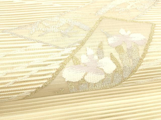 平和屋着物＊夏物 絽綴れ 八寸名古屋帯 短冊杜若 露草文 金銀糸 正絹 逸品 DABB3807cm