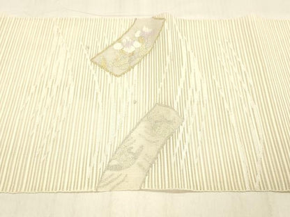 平和屋着物＊夏物 絽綴れ 八寸名古屋帯 短冊杜若 露草文 金銀糸 正絹 逸品 DABB3807cm