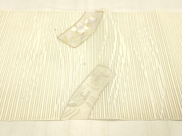 平和屋着物＊夏物 絽綴れ 八寸名古屋帯 短冊杜若 露草文 金銀糸 正絹 逸品 DABB3807cm