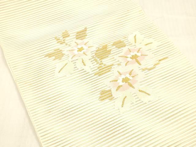平和屋着物＊夏物 絽綴れ 八寸名古屋帯 枝花文 金糸 正絹 逸品 DABB3808cm