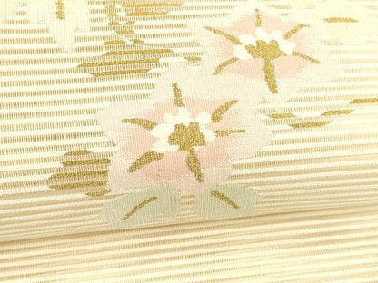 平和屋着物＊夏物 絽綴れ 八寸名古屋帯 枝花文 金糸 正絹 逸品 DABB3808cm