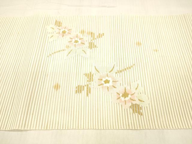 平和屋着物＊夏物 絽綴れ 八寸名古屋帯 枝花文 金糸 正絹 逸品 DABB3808cm