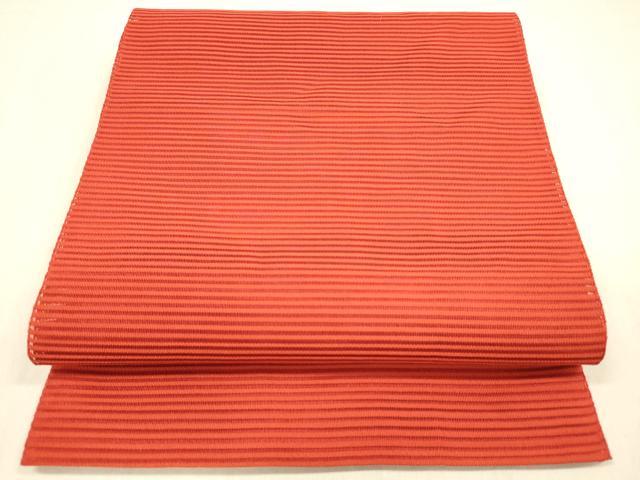 平和屋着物＊夏物 絽綴れ 八寸名古屋帯 深緋色 正絹 逸品 DABB3809cm