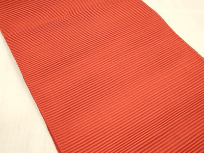 平和屋着物＊夏物 絽綴れ 八寸名古屋帯 深緋色 正絹 逸品 DABB3809cm