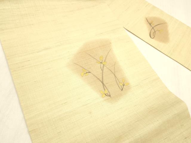 平和屋着物＊夏物 九寸名古屋帯 手描き 草葉文 金彩 正絹 逸品 DABB3810cm