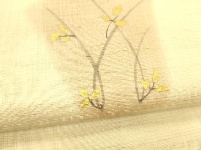 平和屋着物＊夏物 九寸名古屋帯 手描き 草葉文 金彩 正絹 逸品 DABB3810cm