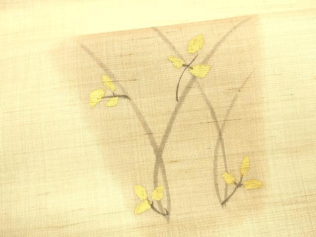 平和屋着物＊夏物 九寸名古屋帯 手描き 草葉文 金彩 正絹 逸品 DABB3810cm