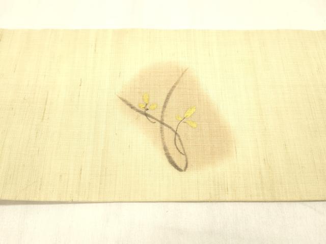 平和屋着物＊夏物 九寸名古屋帯 手描き 草葉文 金彩 正絹 逸品 DABB3810cm