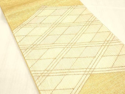 平和屋着物＊夏物 太鼓柄袋帯 菱文 金糸 正絹 逸品 DABB3812cm