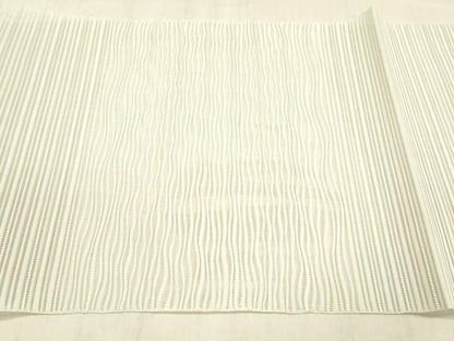平和屋着物＊夏物　絽綴れ　八寸名古屋帯　よろけ縞　藍白色　三越扱い　正絹　逸品　DABB3814cm