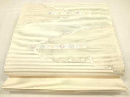 平和屋着物＊夏物 絽綴れ 八寸名古屋帯 横段花文 金銀糸 正絹 逸品 DABB3816cm