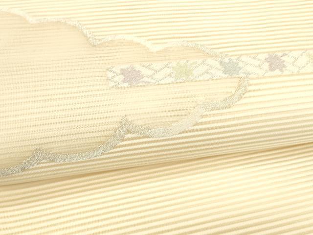 平和屋着物＊夏物 絽綴れ 八寸名古屋帯 横段花文 金銀糸 正絹 逸品 DABB3816cm