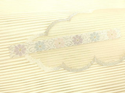 平和屋着物＊夏物 絽綴れ 八寸名古屋帯 横段花文 金銀糸 正絹 逸品 DABB3816cm