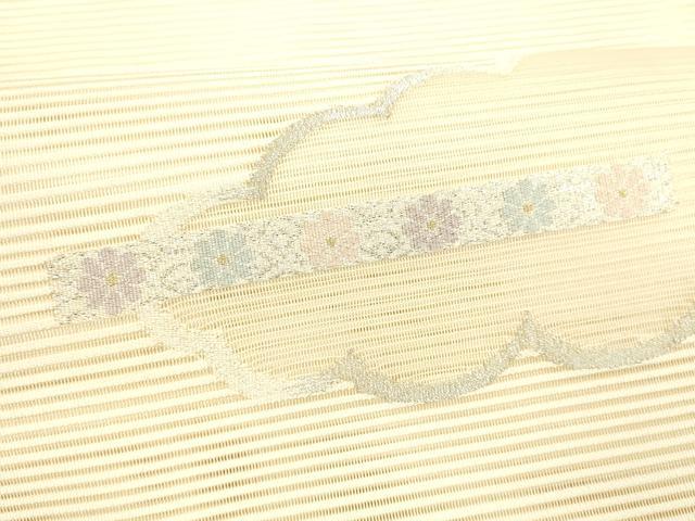 平和屋着物＊夏物 絽綴れ 八寸名古屋帯 横段花文 金銀糸 正絹 逸品 DABB3816cm