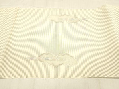 平和屋着物＊夏物 絽綴れ 八寸名古屋帯 横段花文 金銀糸 正絹 逸品 DABB3816cm