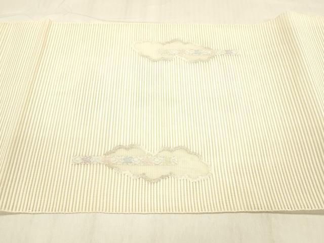 平和屋着物＊夏物 絽綴れ 八寸名古屋帯 横段花文 金銀糸 正絹 逸品 DABB3816cm