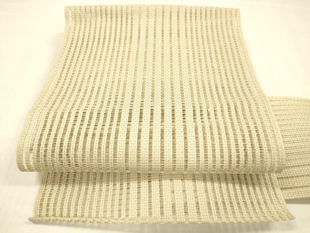 平和屋着物＊夏物 八寸名古屋帯 間道 銀糸 正絹 逸品 DABB3818cm