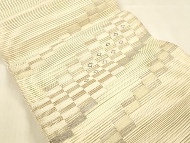 平和屋着物＊夏物 絽綴れ 八寸名古屋帯 幾何学文様 銀糸 正絹 逸品 DABB3822cm