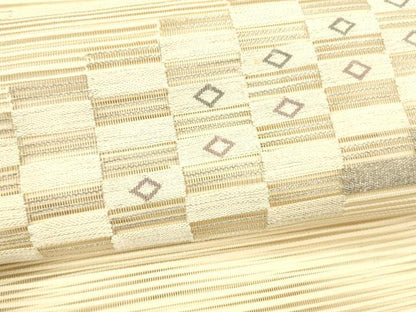 平和屋着物＊夏物 絽綴れ 八寸名古屋帯 幾何学文様 銀糸 正絹 逸品 DABB3822cm