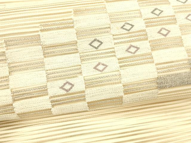 平和屋着物＊夏物 絽綴れ 八寸名古屋帯 幾何学文様 銀糸 正絹 逸品 DABB3822cm