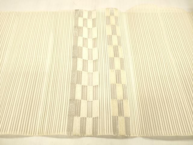 平和屋着物＊夏物 絽綴れ 八寸名古屋帯 幾何学文様 銀糸 正絹 逸品 DABB3822cm