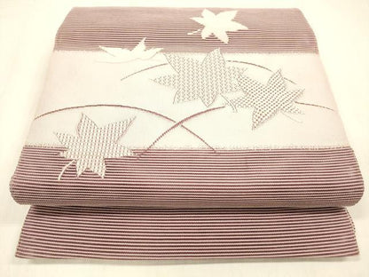 平和屋着物＊夏物 絽綴れ 八寸名古屋帯 刺繍 草葉文 正絹 逸品 DABB3823cm